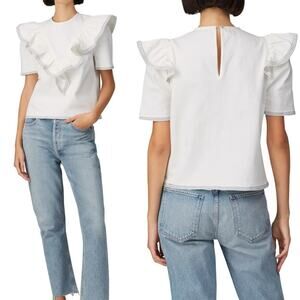 SAYLOR White Henriette Ruffle Blouse Size XS